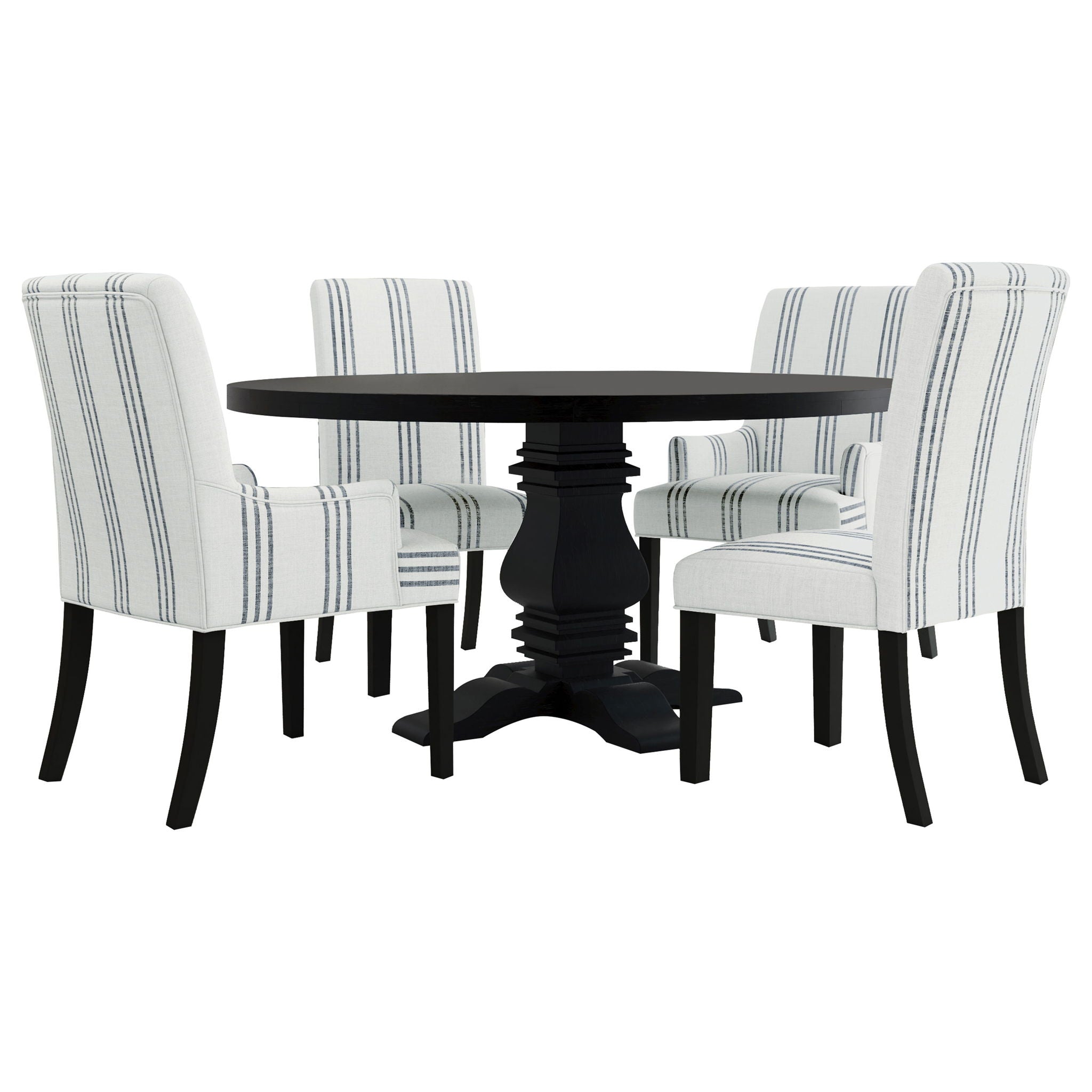 Draper - Upholstered Dining Chair (Set of 2) With Vertical Stripes - Beige