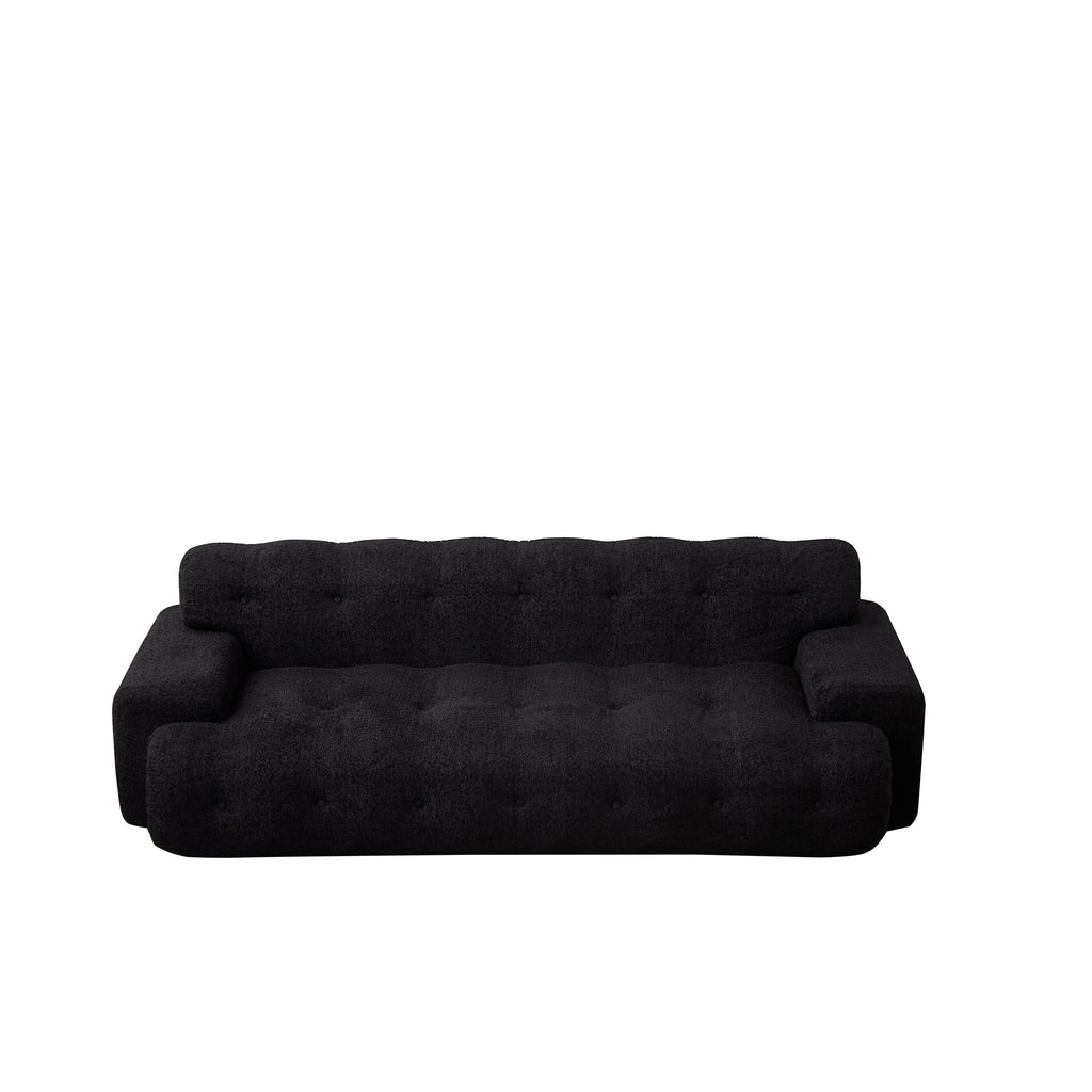 Cloud Series Minimalist Button Tufted Square Arm 3 Seater Sofa