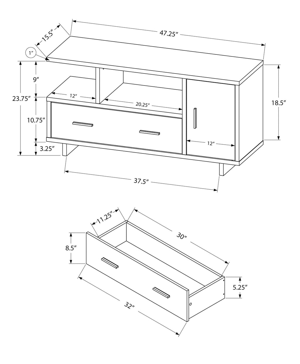 TV Stand, Console, Media Entertainment Center, Storage Cabinet, Drawers, Contemporary & Modern