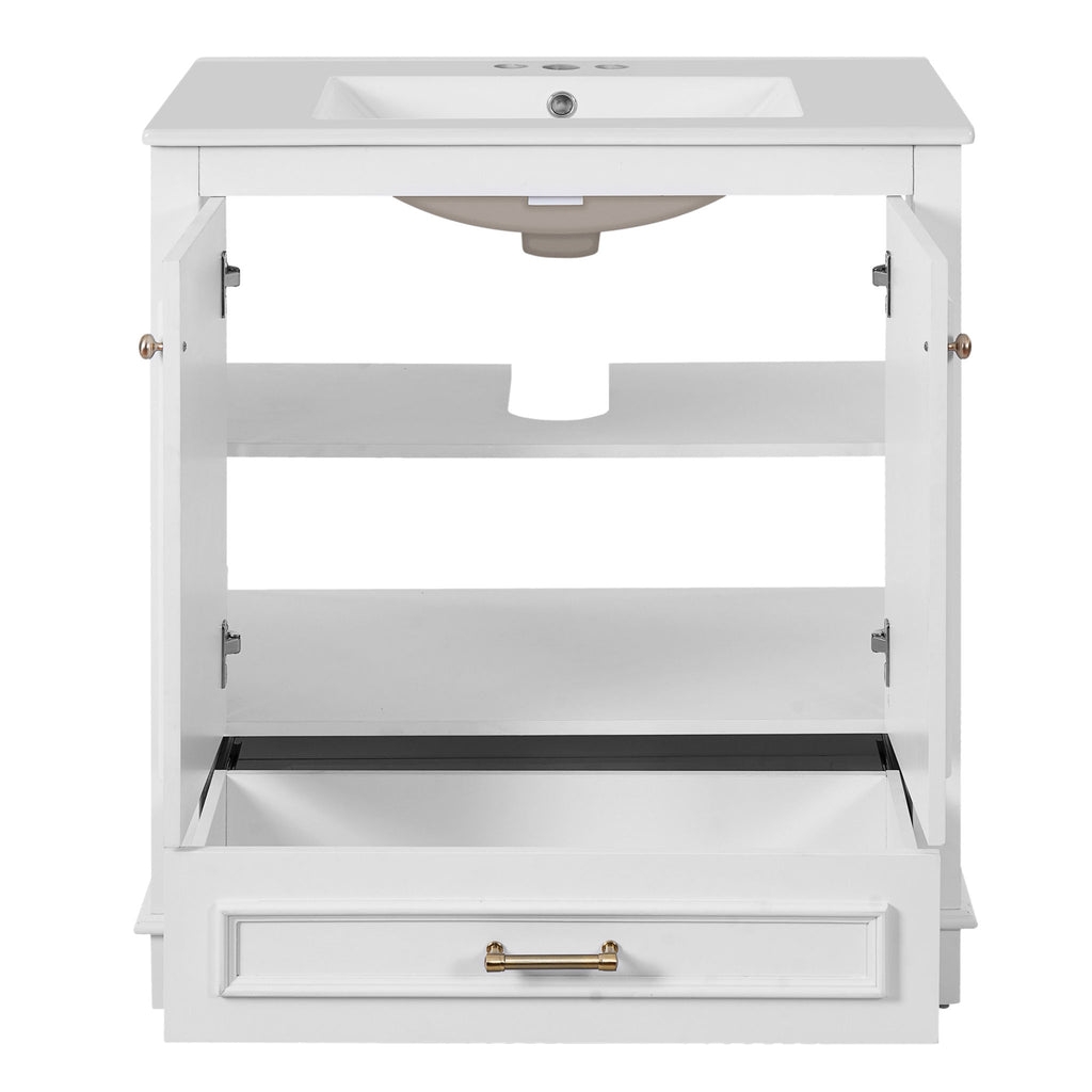 Bathroom Vanity With Sink, Cabinet & 2 Soft Closing Doors & Adjustable Shelf