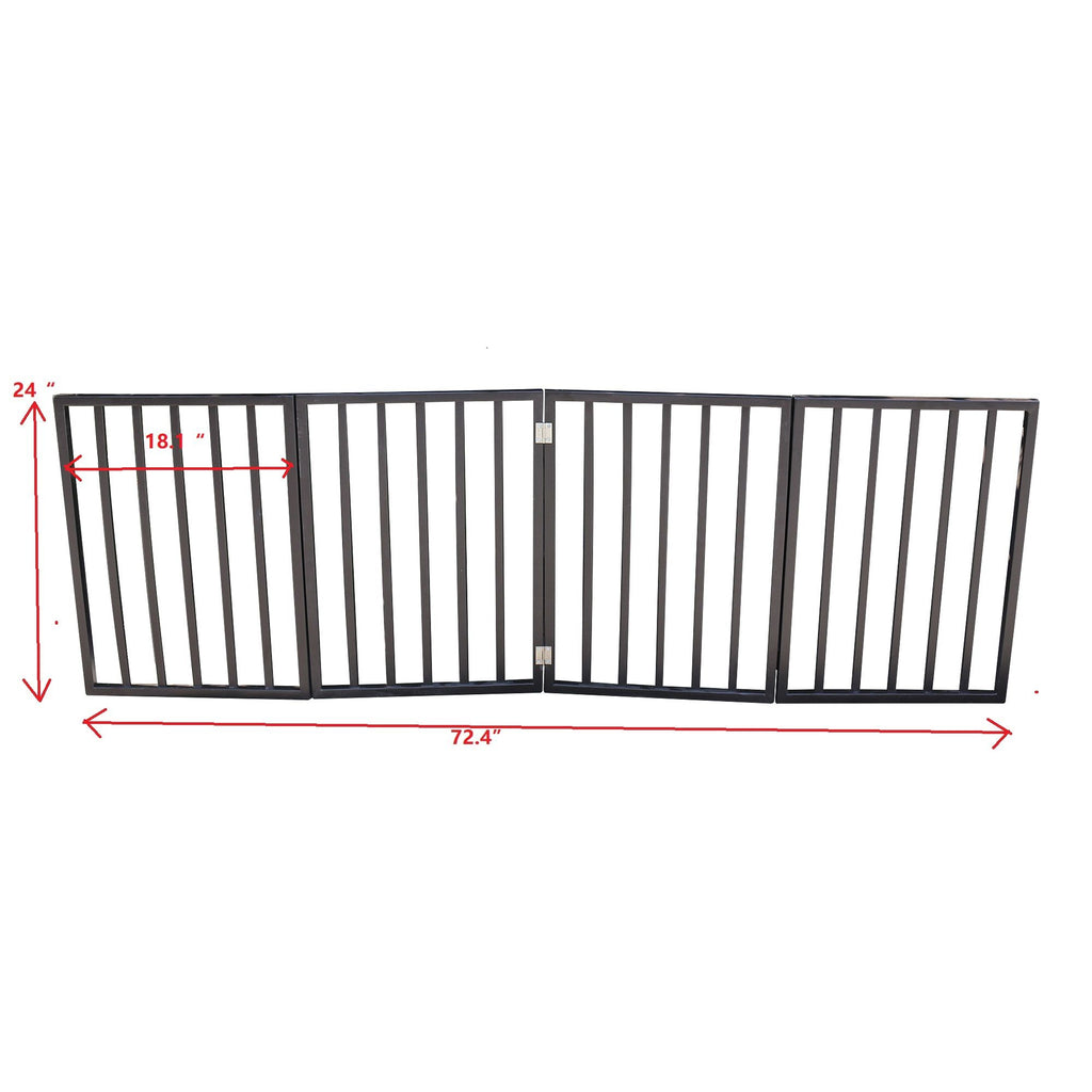 Pet Gate Dog Gate For Doorways, Stairs Or House Freestanding, Folding - Dark Brown
