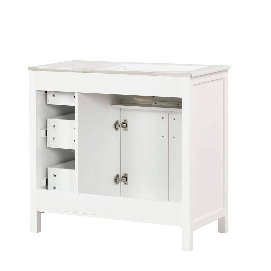 Modern Bathroom Vanity With Sink Top, 2 Doors And 3 Drawers