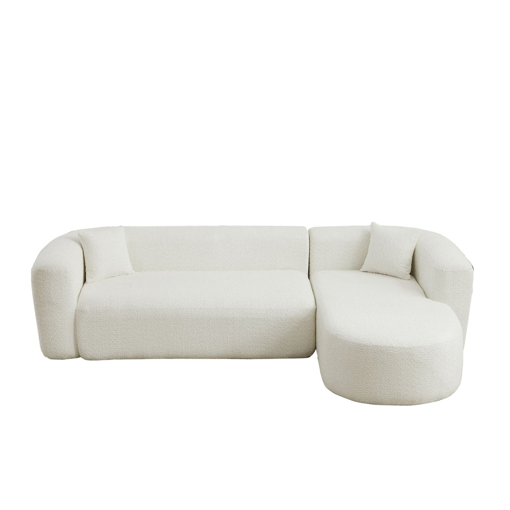 L - Shape Boneless Cloud Couch With 2 Throw Pillows For Living Room