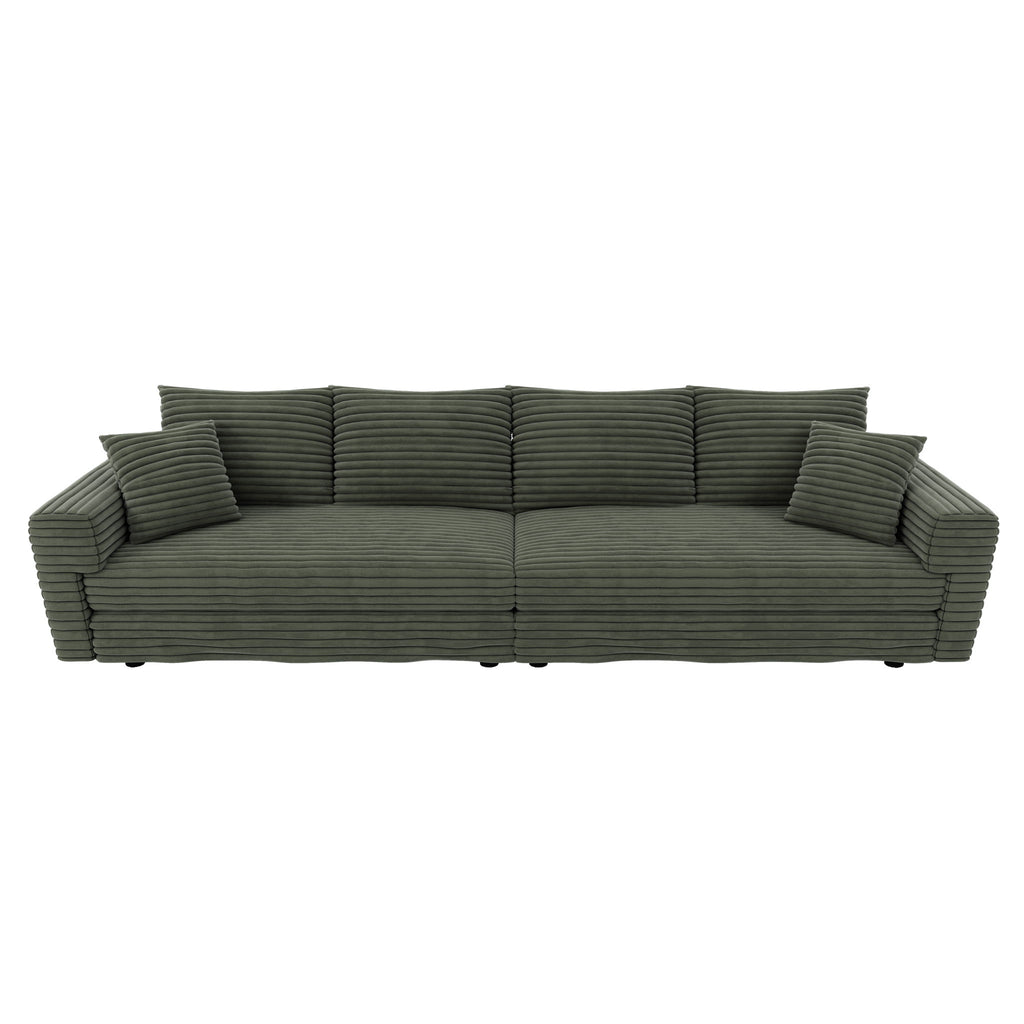 Convertible Deep Seat Sofa With Soft Pillows And Ottomans