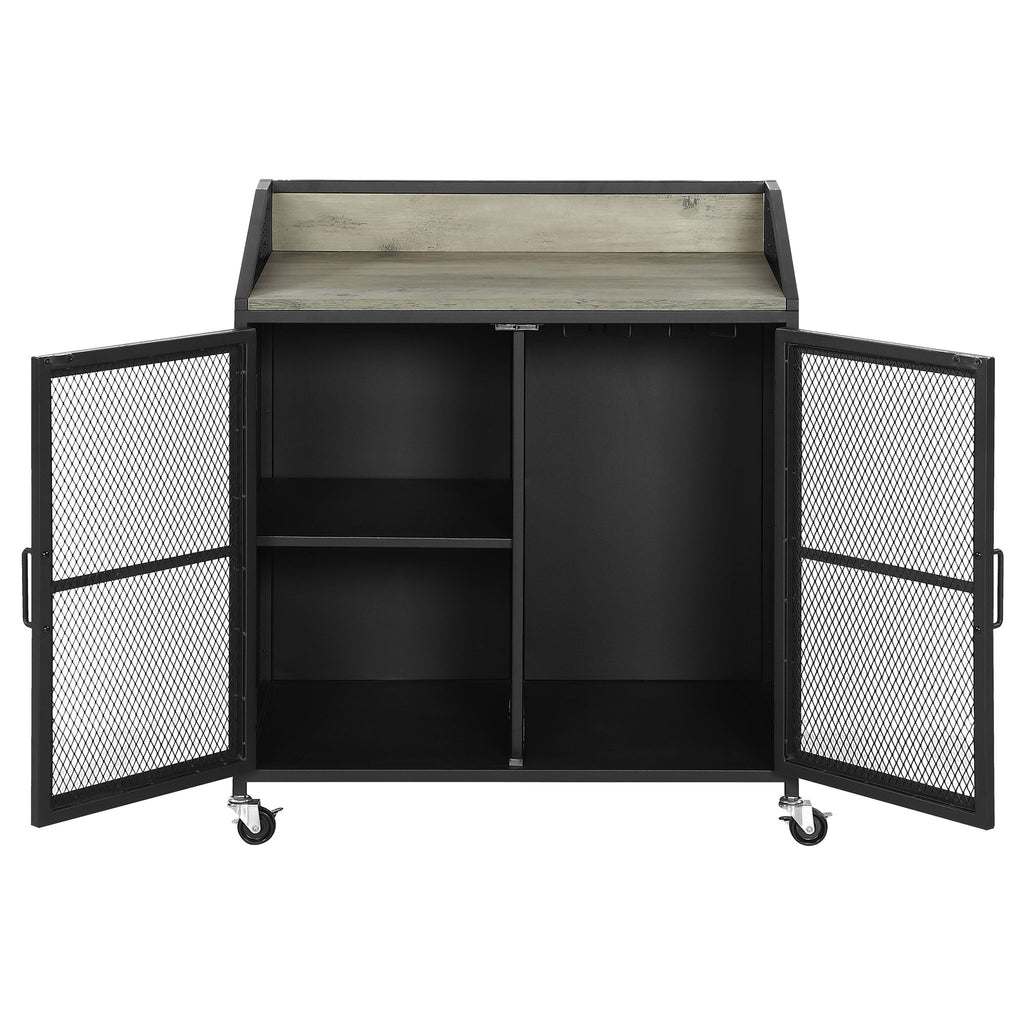 Arlette - 2 Door Mobile Home Bar Wine Cabinet With Smooth Rolling Casters - Black