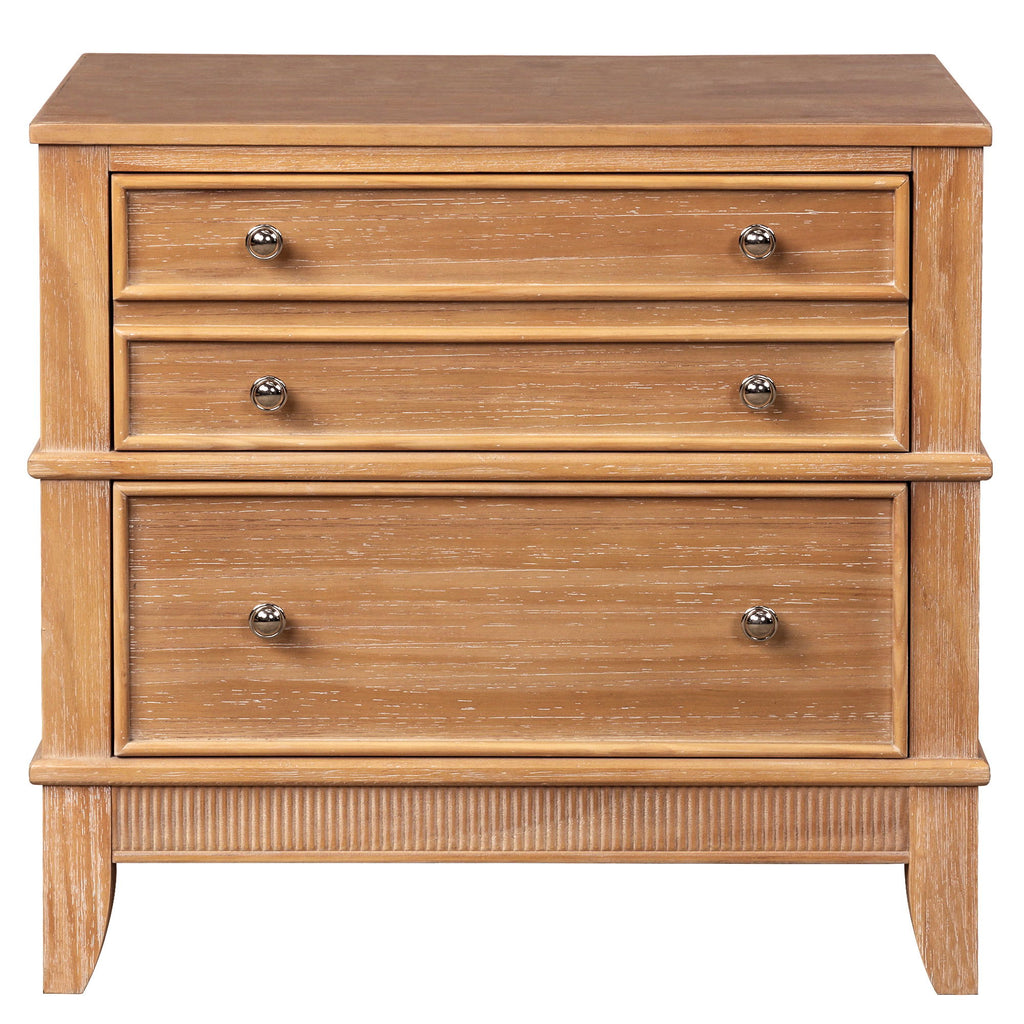 Hazel - 3 Drawer Side Table For Living Room, Hallway, Entryway (Set of 2) - Natural