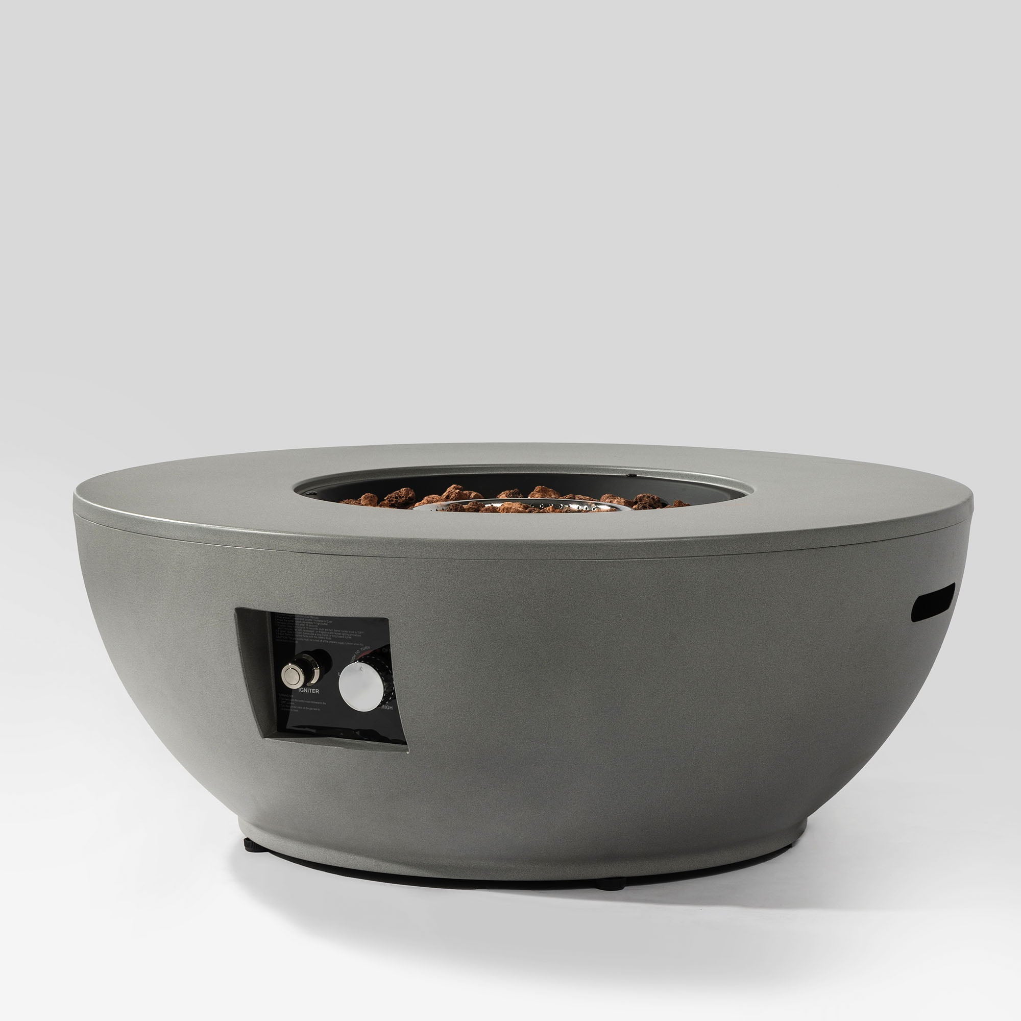 Propane Gas Fire Pit Table, 50000 Btu, Round With Tank Holder For Outside - Gray