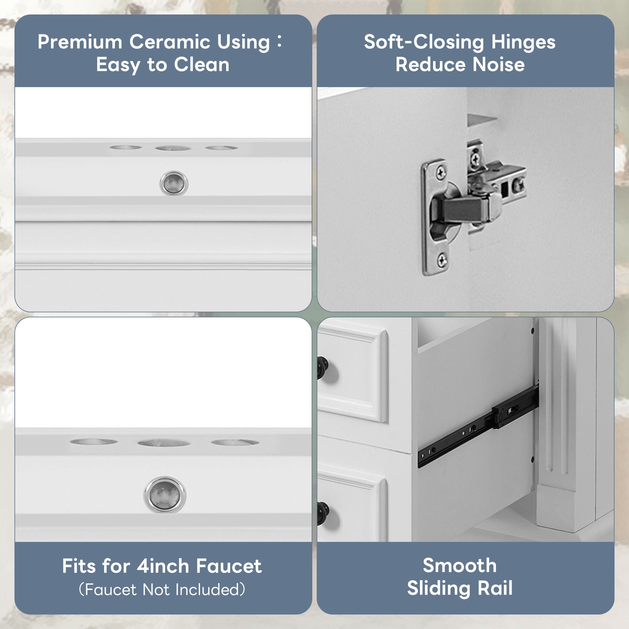 Bathroom Vanity With Sink, Cabinet With 2 Drawers And Adjustable Shelf