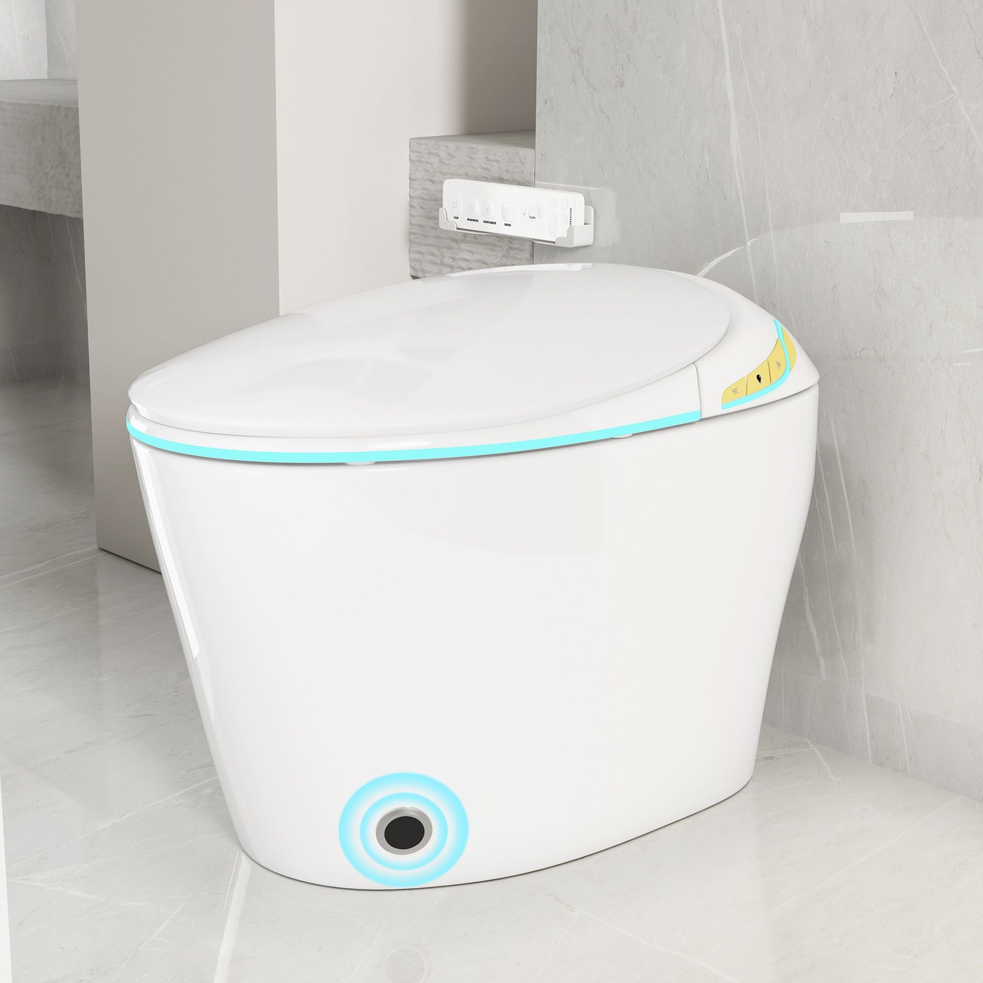 Unique Smart Toile With Built In Bidet, Auto Open / Close Seat, Foot Sensor, LED Display, Night Light, Warm Water & Dryer Ceramic