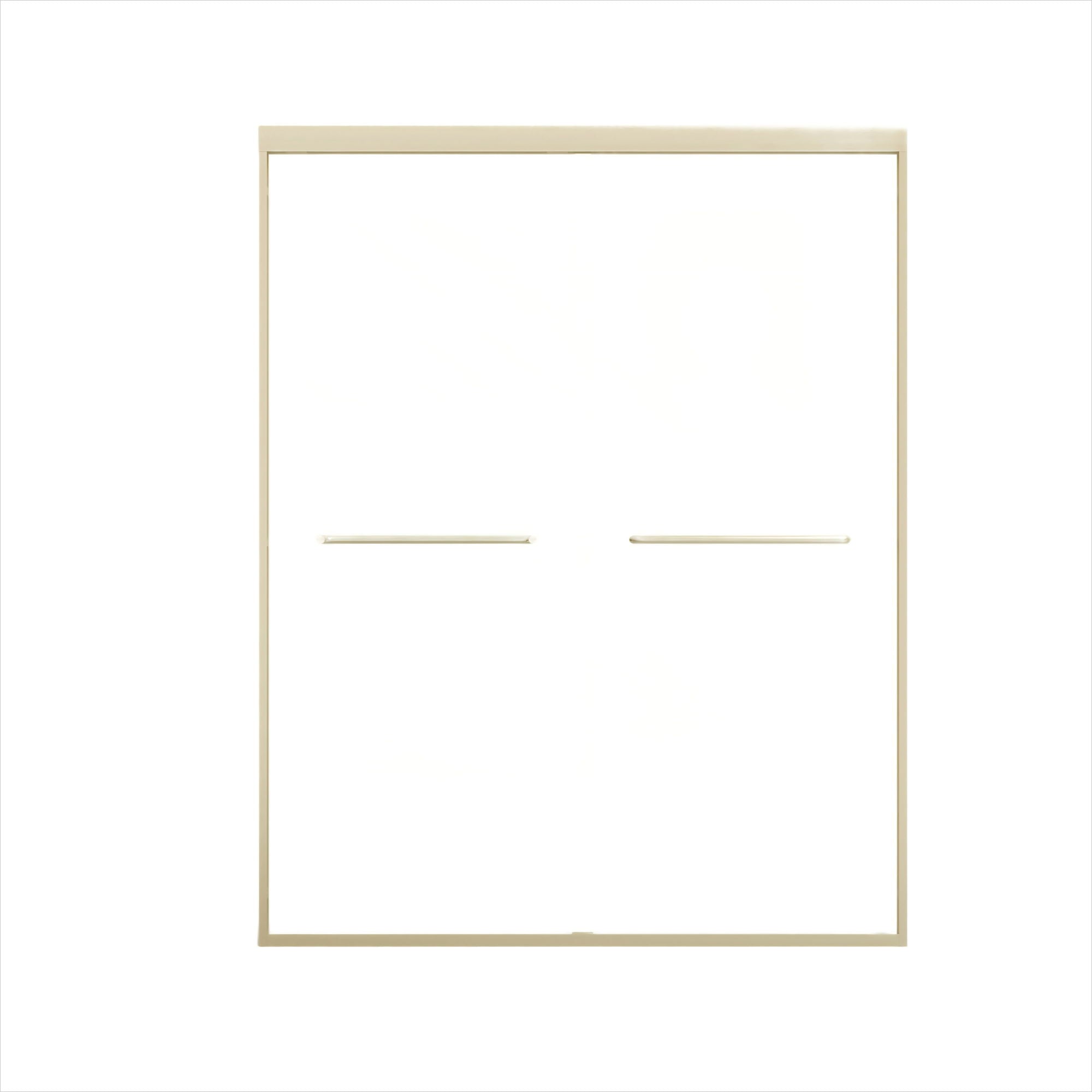 Double Sliding Shower Door, Semi-Frameless Bypass Bathroom Sliding Door With 1/4" (6 Mm) Tempered Glass For Walk-In Shower