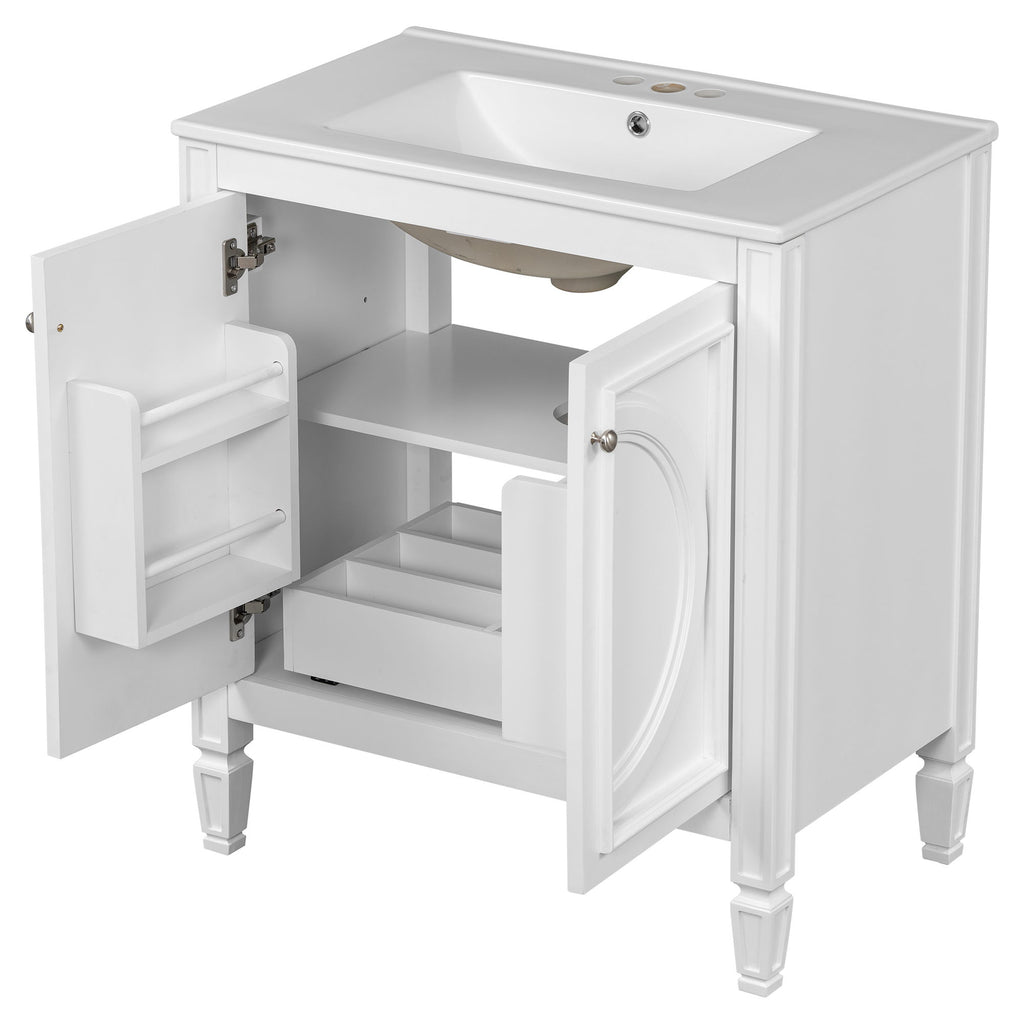Double Sink Bathroom Vanity Set With Wall Mount Mirror Cabinet