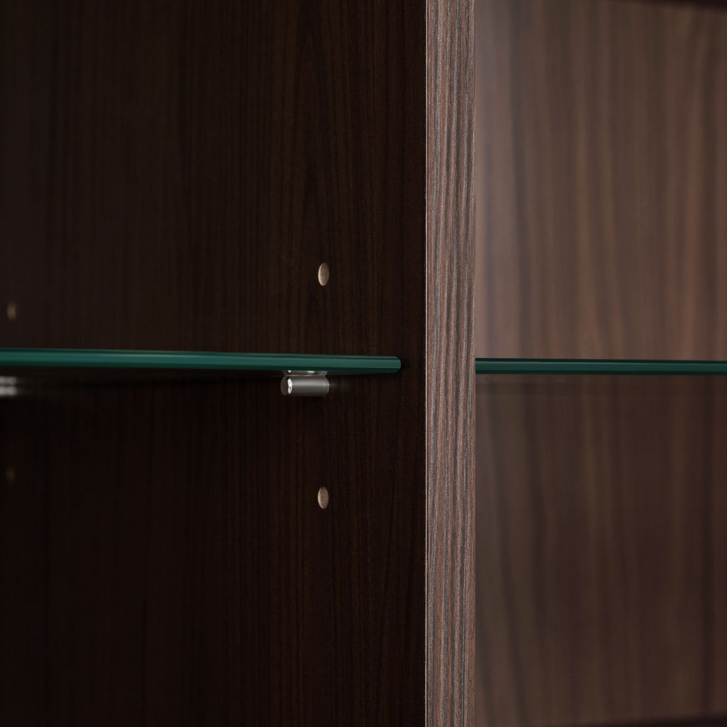 Modern Minimalist Style LED Curio Cabinet With Tempered Glass Door, Metal Legs