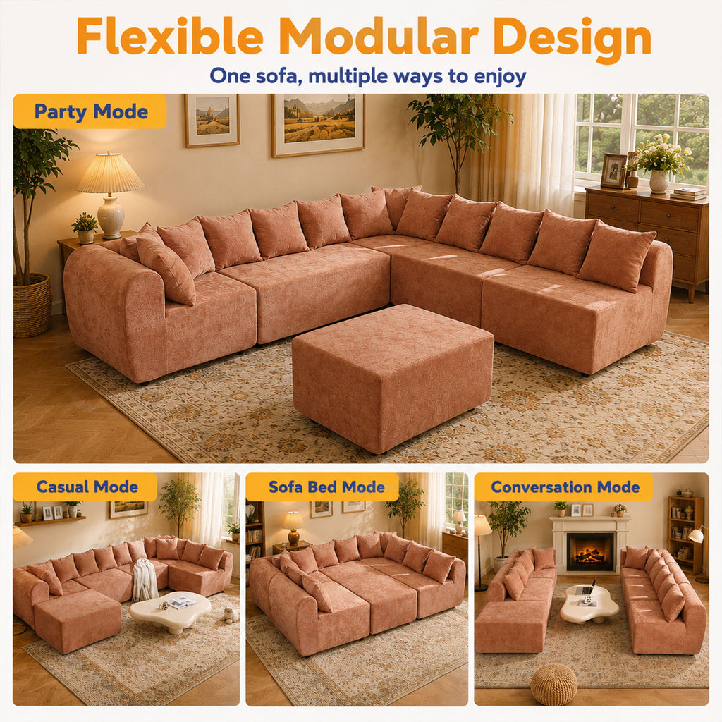 8 Seater U-Shaped Couch With Ottoman