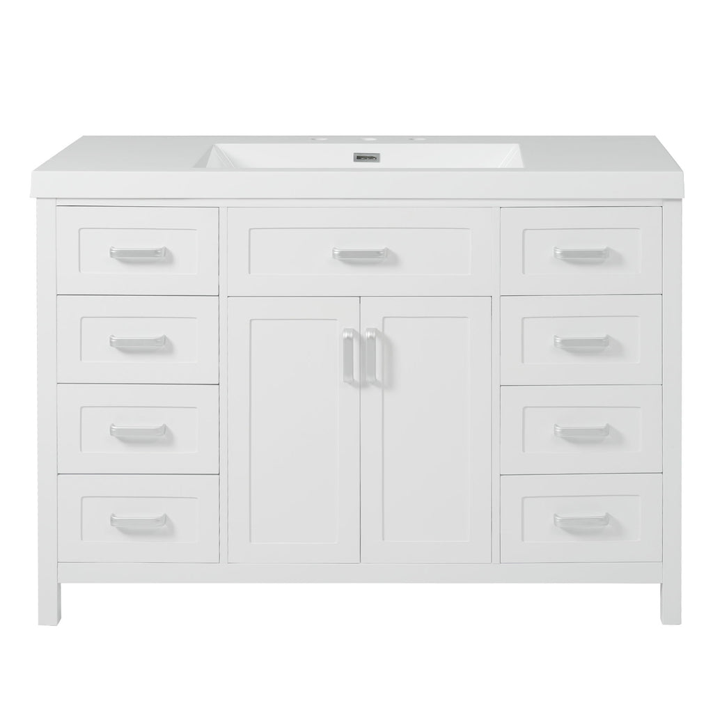 Bathroom Vanity With Sink, 2 Doors 8 Drawers, Soft Close System, Classic Design