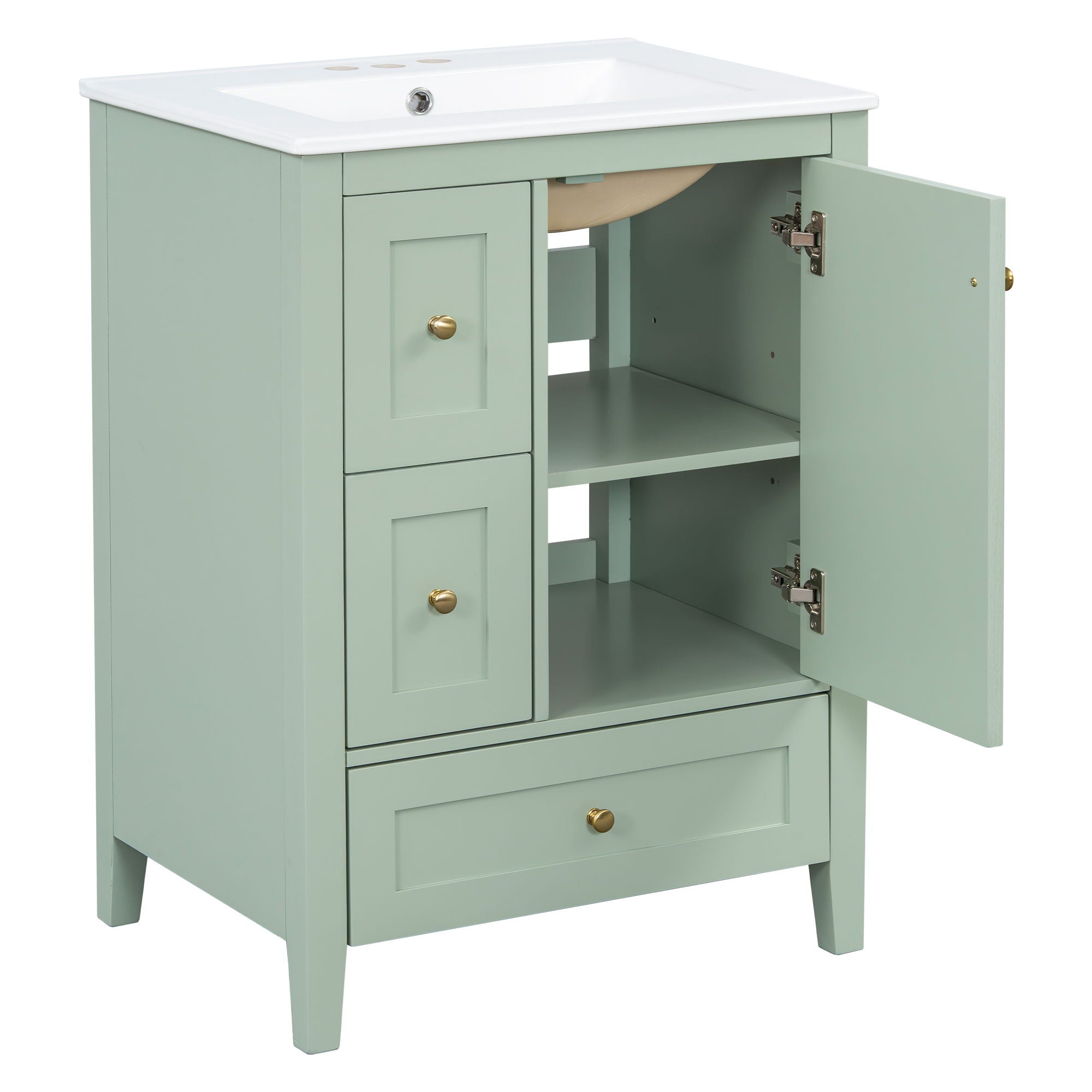 Modern Bathroom Vanity With Storage, Adjustable Shelf