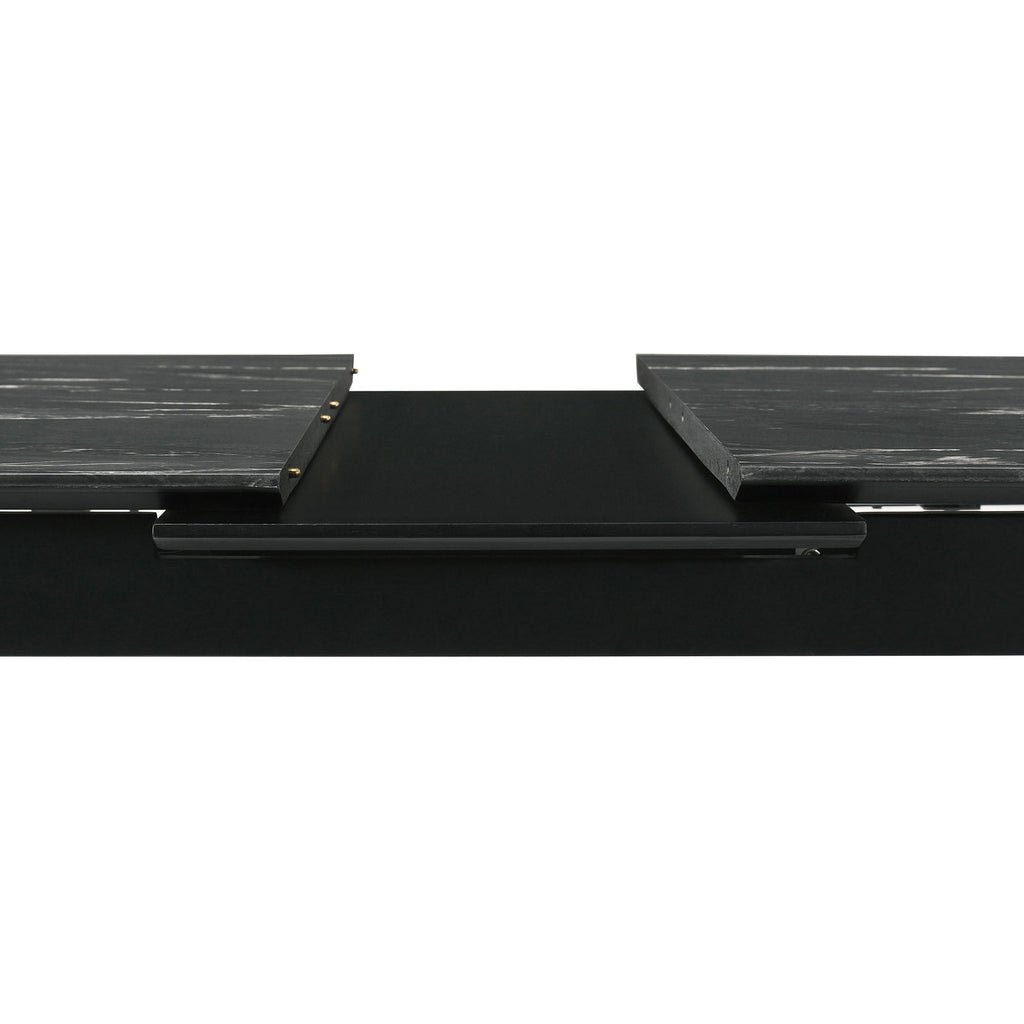 Bellingham - Dining Table With Self Storing Extension Leaf - Black Marble-Look Sintered Stone