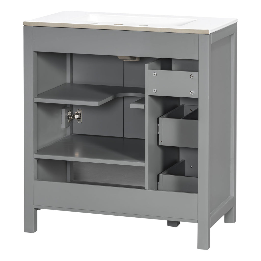 Bathroom Vanity With Sink Top, Bathroom Vanity Cabinet With 2 Doors And 2 Drawers, Open Shelf