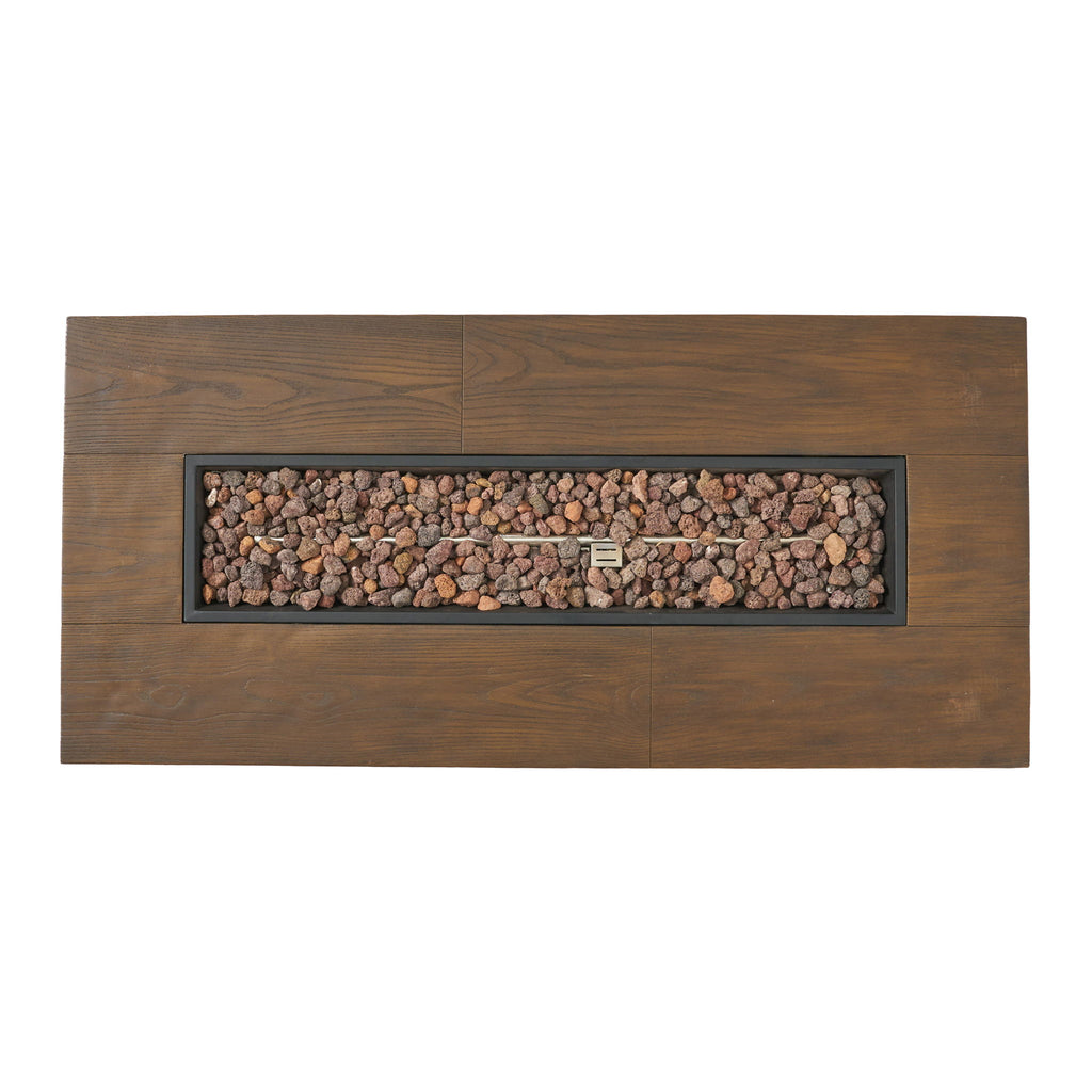 Transitional Rectangular Outdoor Propane Fire Pit With 50, 000 Btu