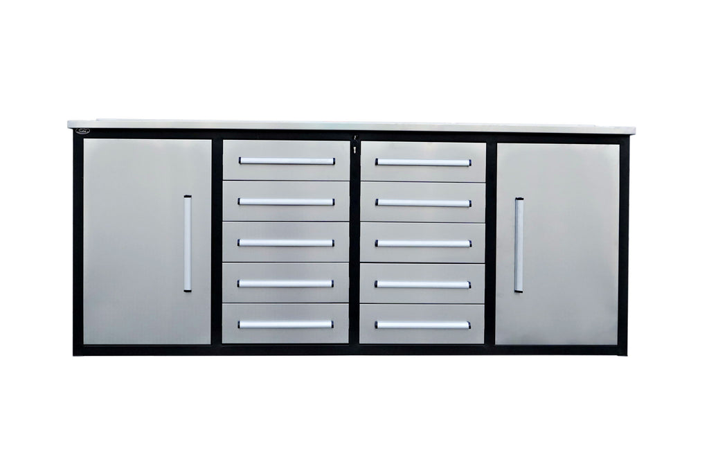 Storage Cabinets With Workbench (With 10 Drawers And 2 Cabinets)
