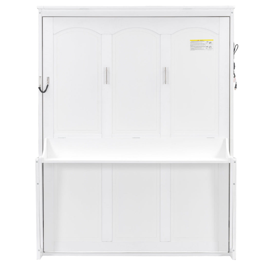 Murphy Bed With Desk, LED Lights And USB Charging Station