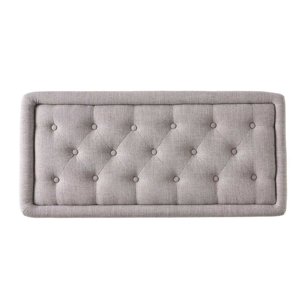 Dean - Fabric Storage Wide Tufted Rectangle Ottoman - Gray