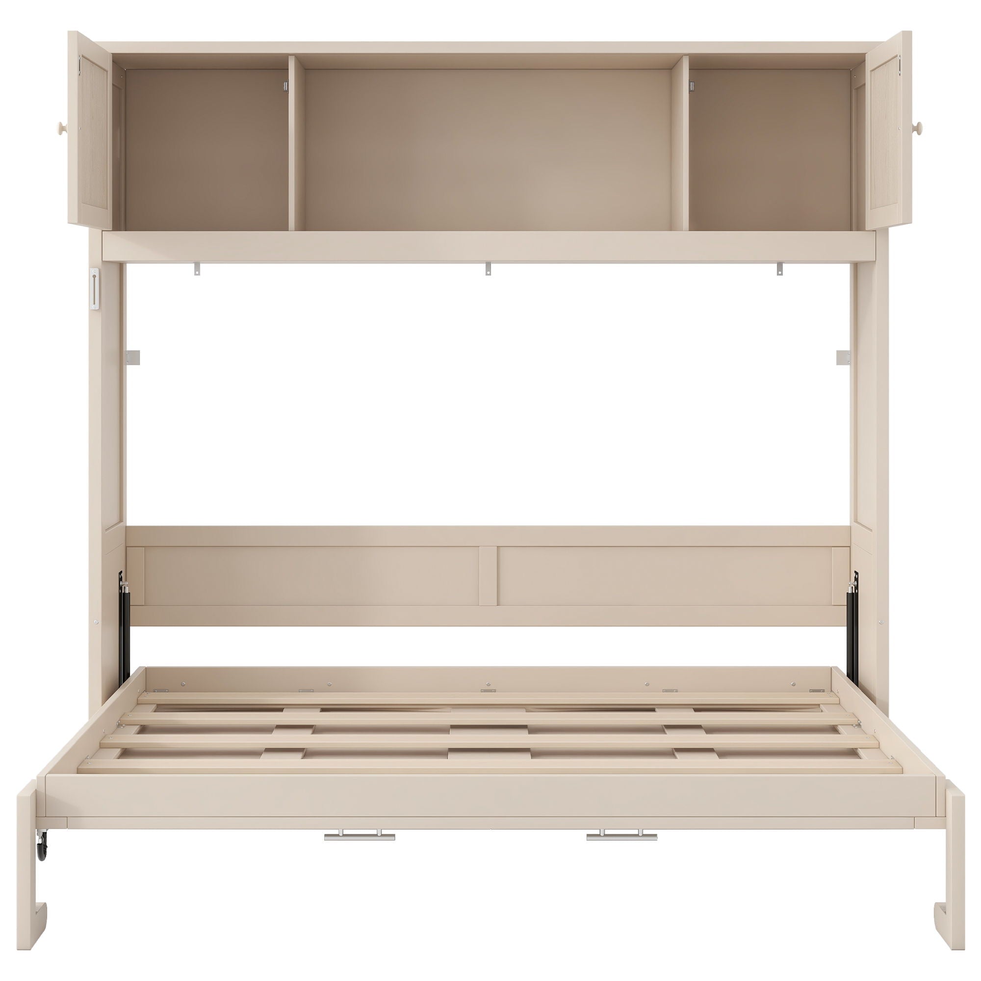 Rustic Casual Murphy Bed With Storage Cabinets