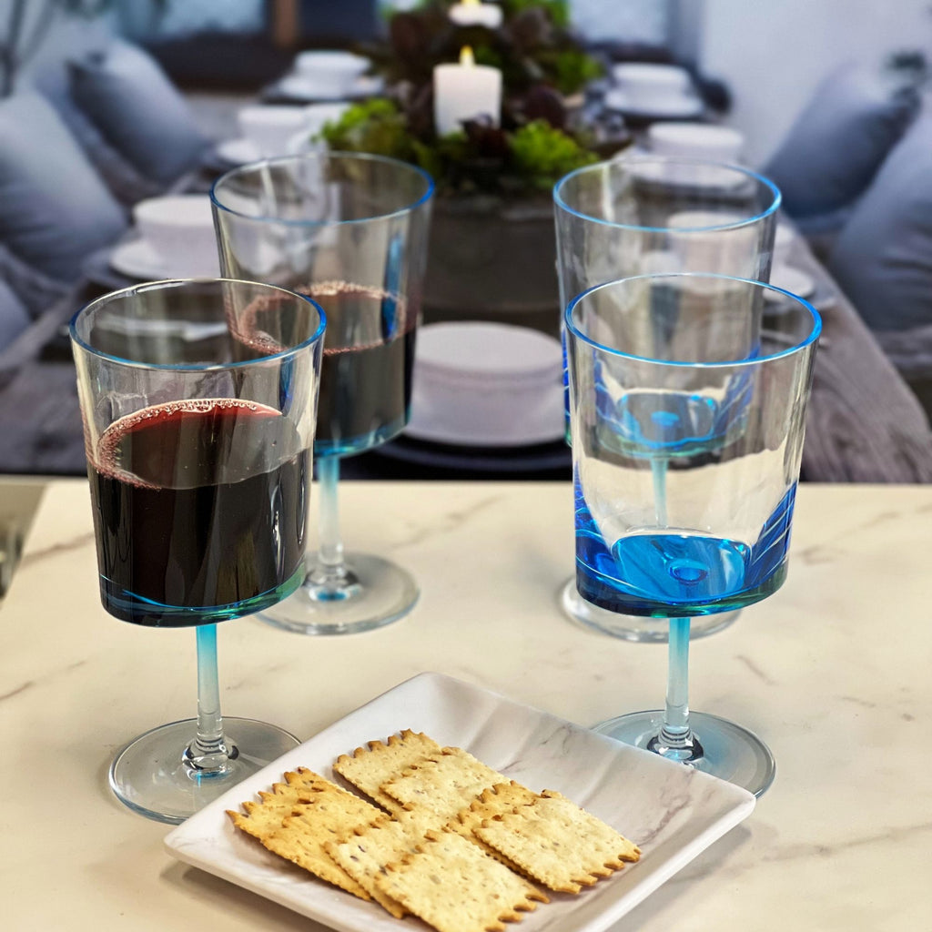 Leadingware Oval Halo Plastic Wine Glasses (Set of 4)