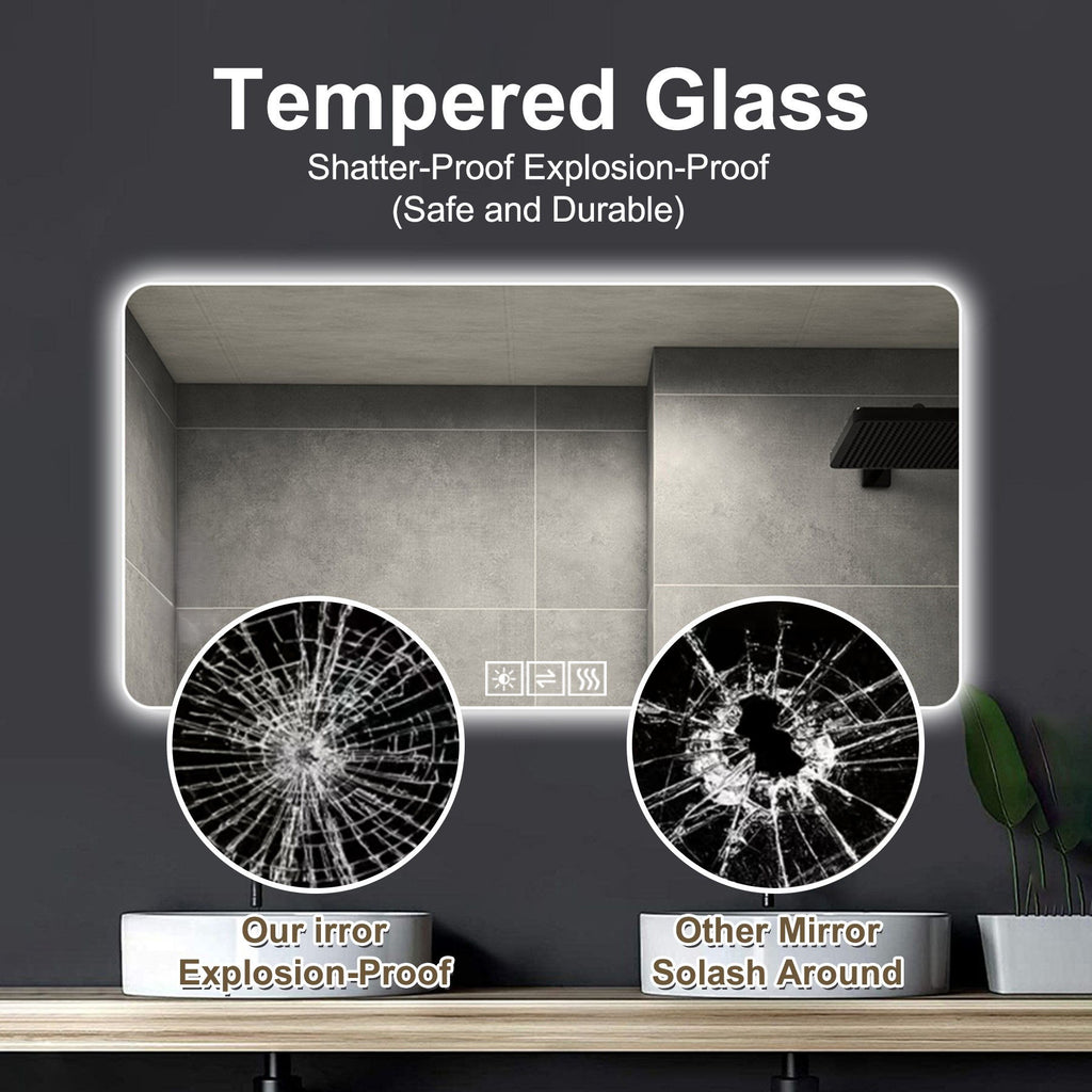LED Bathroom Mirror With 3 Color Dimmable Backlight