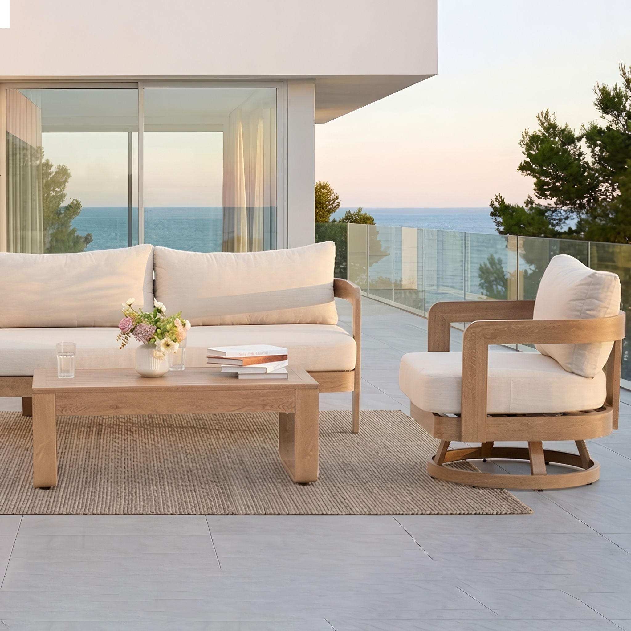 Swivel Chair For Patio - Oak