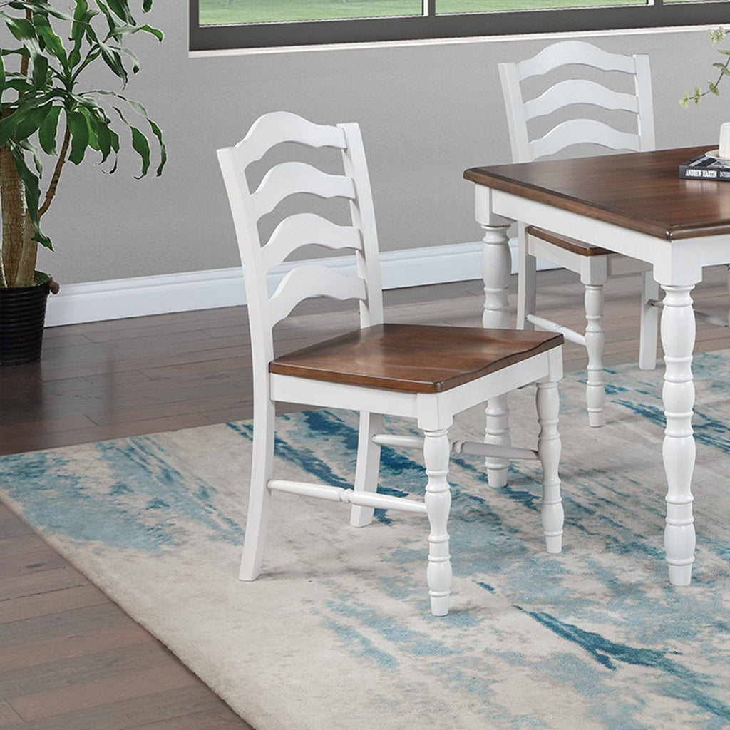 5 Piece Dining Set With Table And Ladder Back Chairs - Oak / White