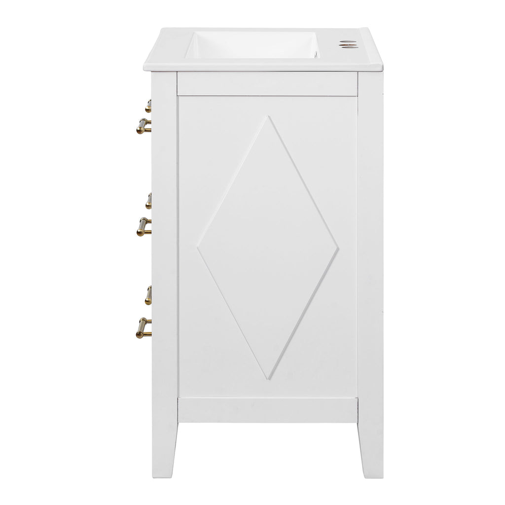 Bathroom Vanity With Sink, Free Standing Single Set, 3 Drawer Storage Cabinet