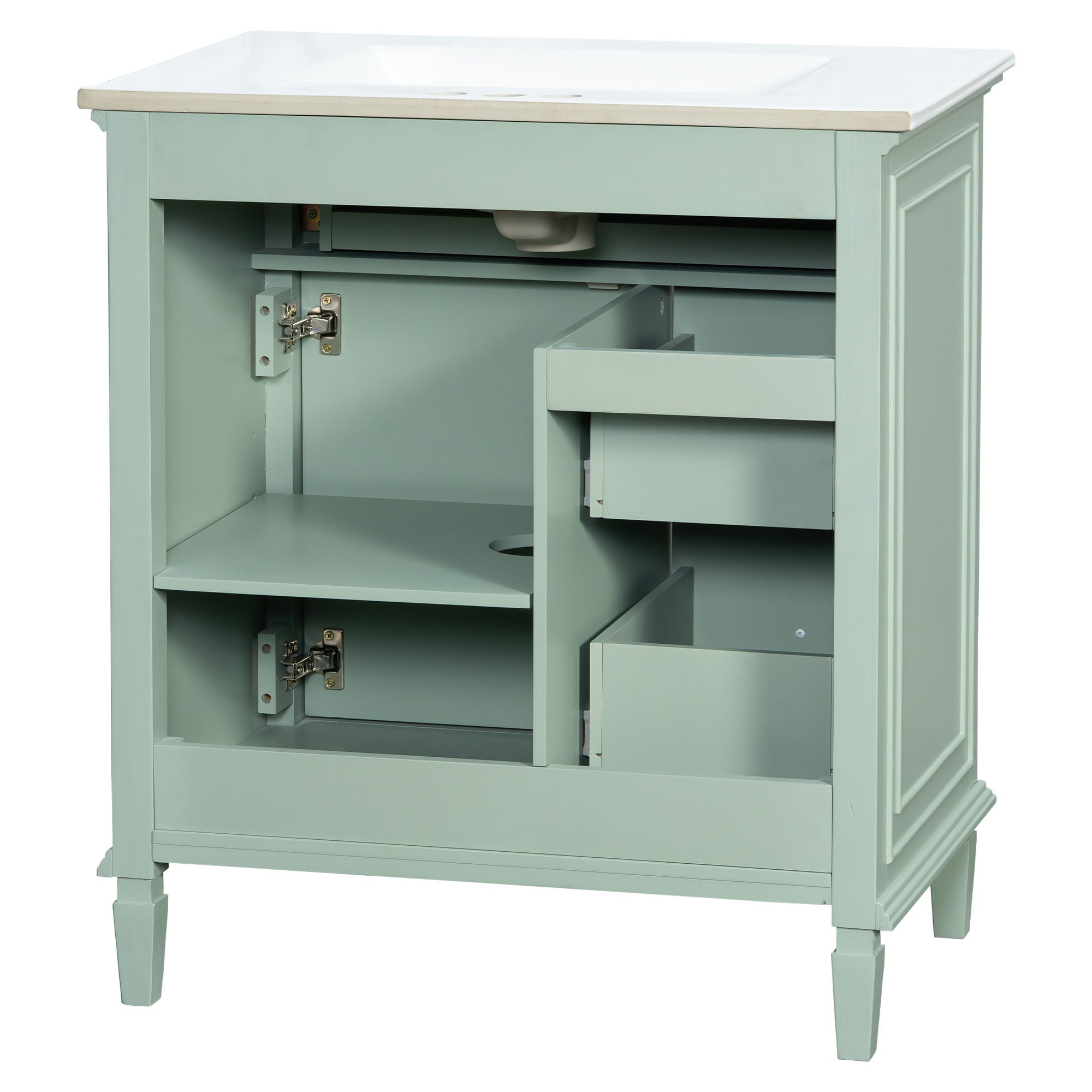 Modern Bathroom Vanity With Sink, Adjustable Shelf, Flip Drawer & 2 Drawers