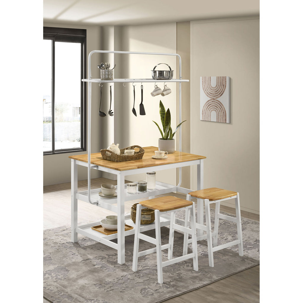Cowichan - Kitchen Island Counter Table With Pot Rack - White