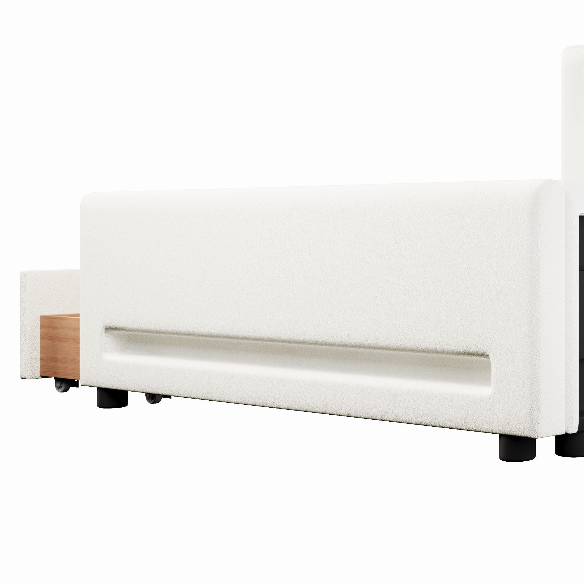 Upholstered Platform Bed With Drawer, LED Light Strip, USB Port