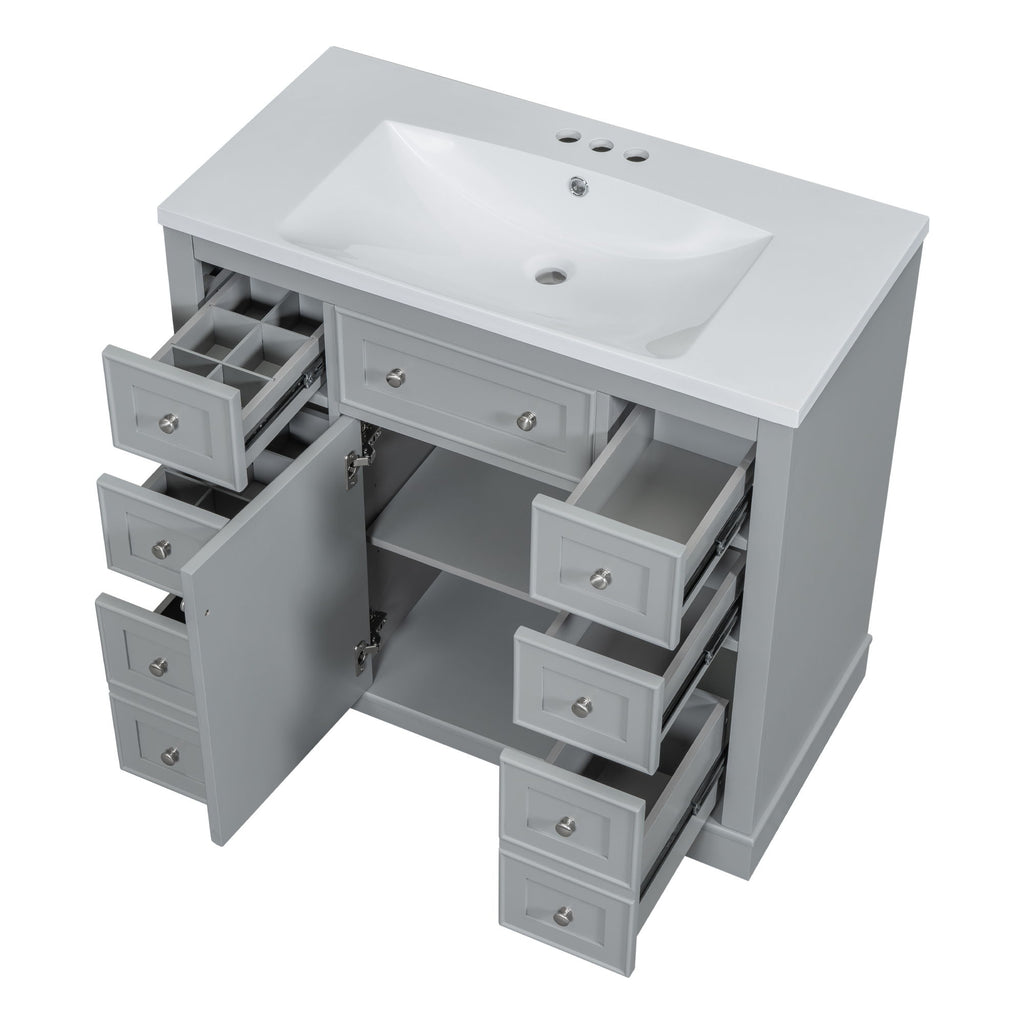 Modern Bathroom Vanity With Sink Combo, 6 Drawers And 1 Cabinet