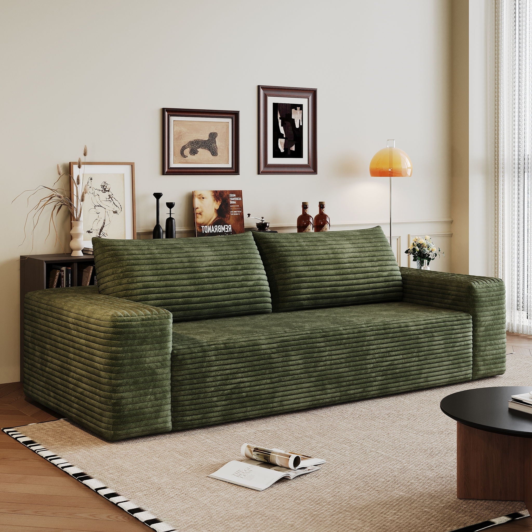 3 Setaser Sofa, Deep Seat Couches For Living Room - Green
