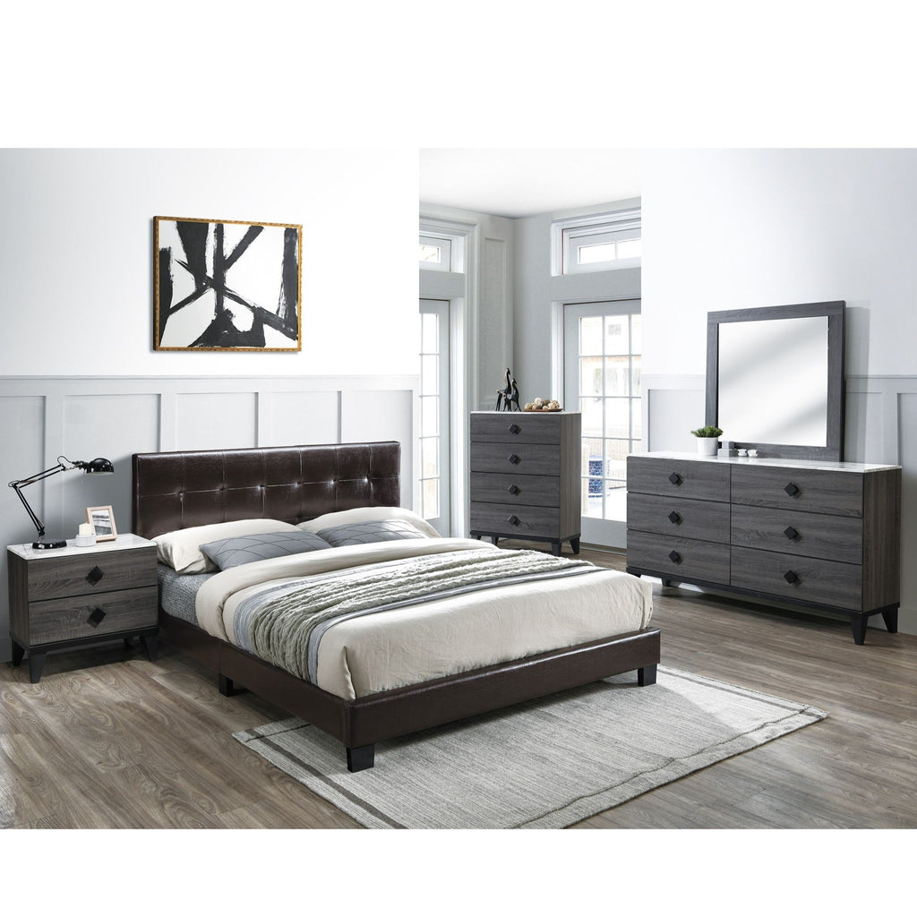 Contemporary Style Bed, Rectangle Headboard
