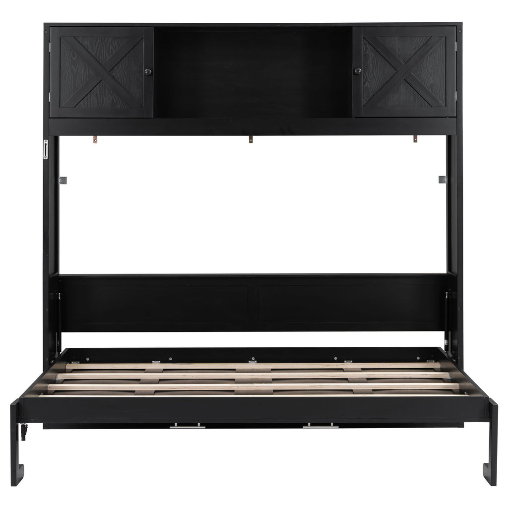 Rustic Casual Murphy Bed With Storage Cabinets