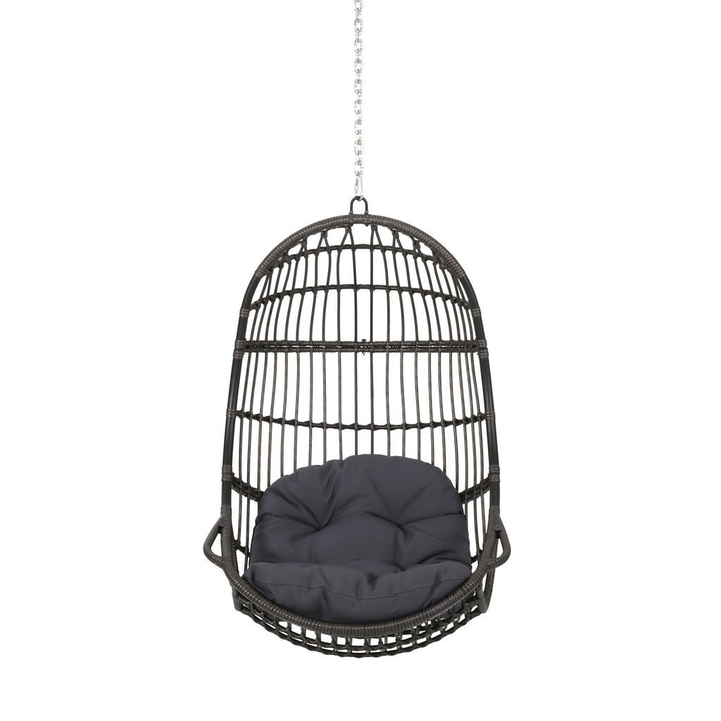 Rustic Hanging Basket Chair With Cushion