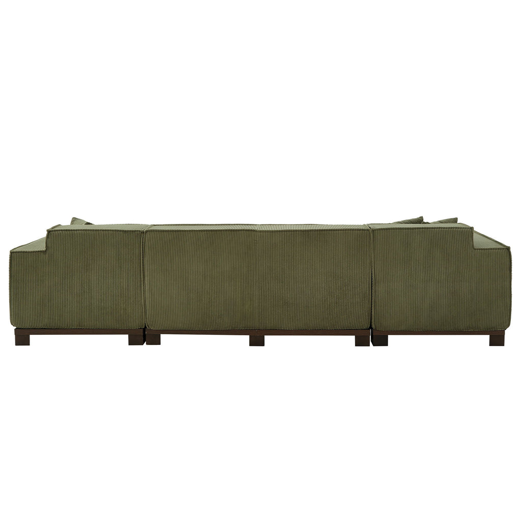 U-Shaped Sectional Sofa With RGB LED Light Strip And 6 Pillows
