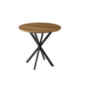 Vintage Round Dining Table With Metal Legs For 2 - 4 People, Wood Top - Brown