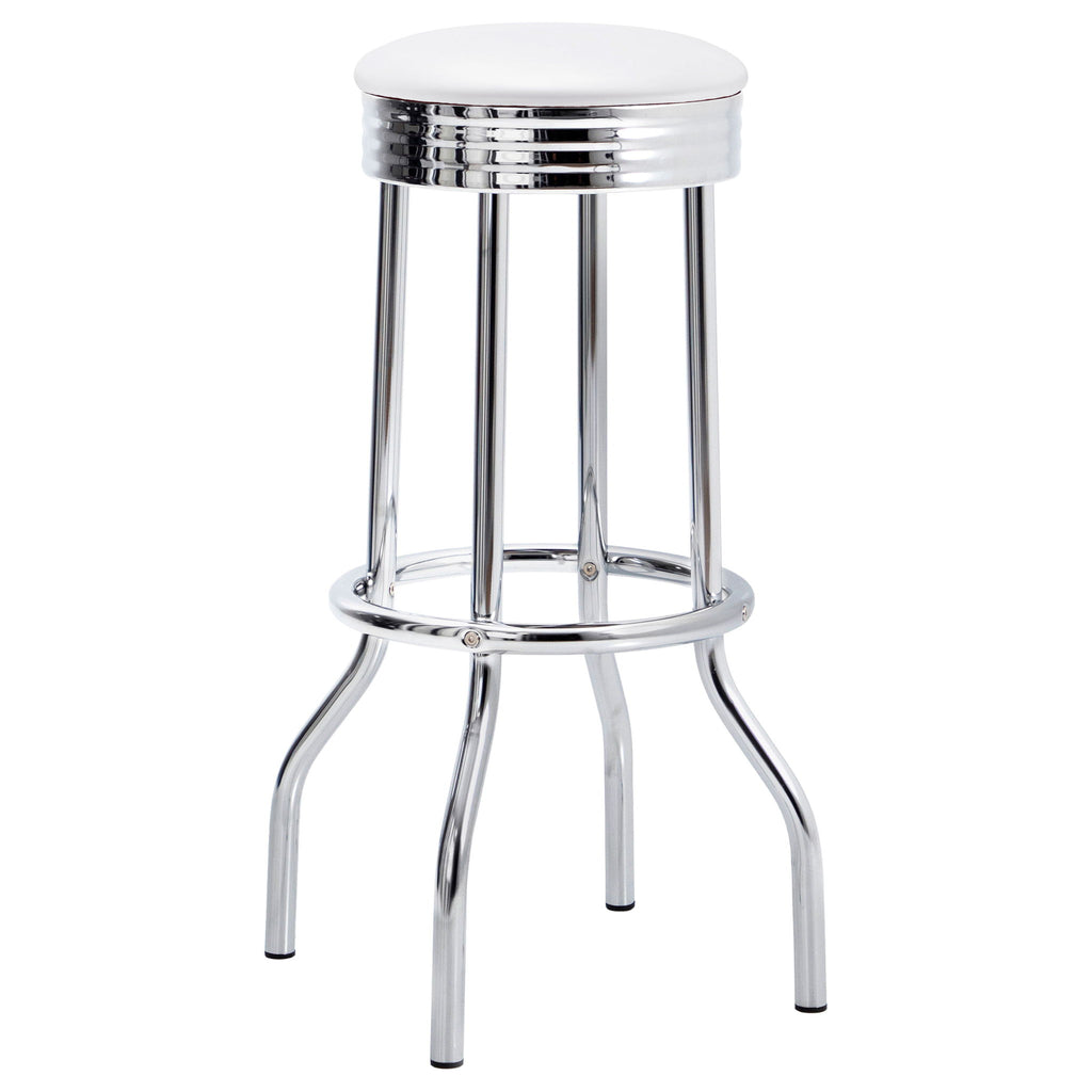 Midge - 3 Piece Round 1950S Bistro Pub Bar Table Set With Upholstery - White