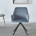 Modern Desk Chair No Wheel, Ergonomic Office Chair Home Office Upholstered Chair, Computer Chair For Bedroom, Reception Room, Living Room With Metal Legs - Blue