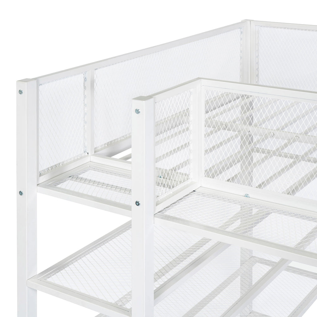 Loft Bed With 4 Tier Shelves And Storage
