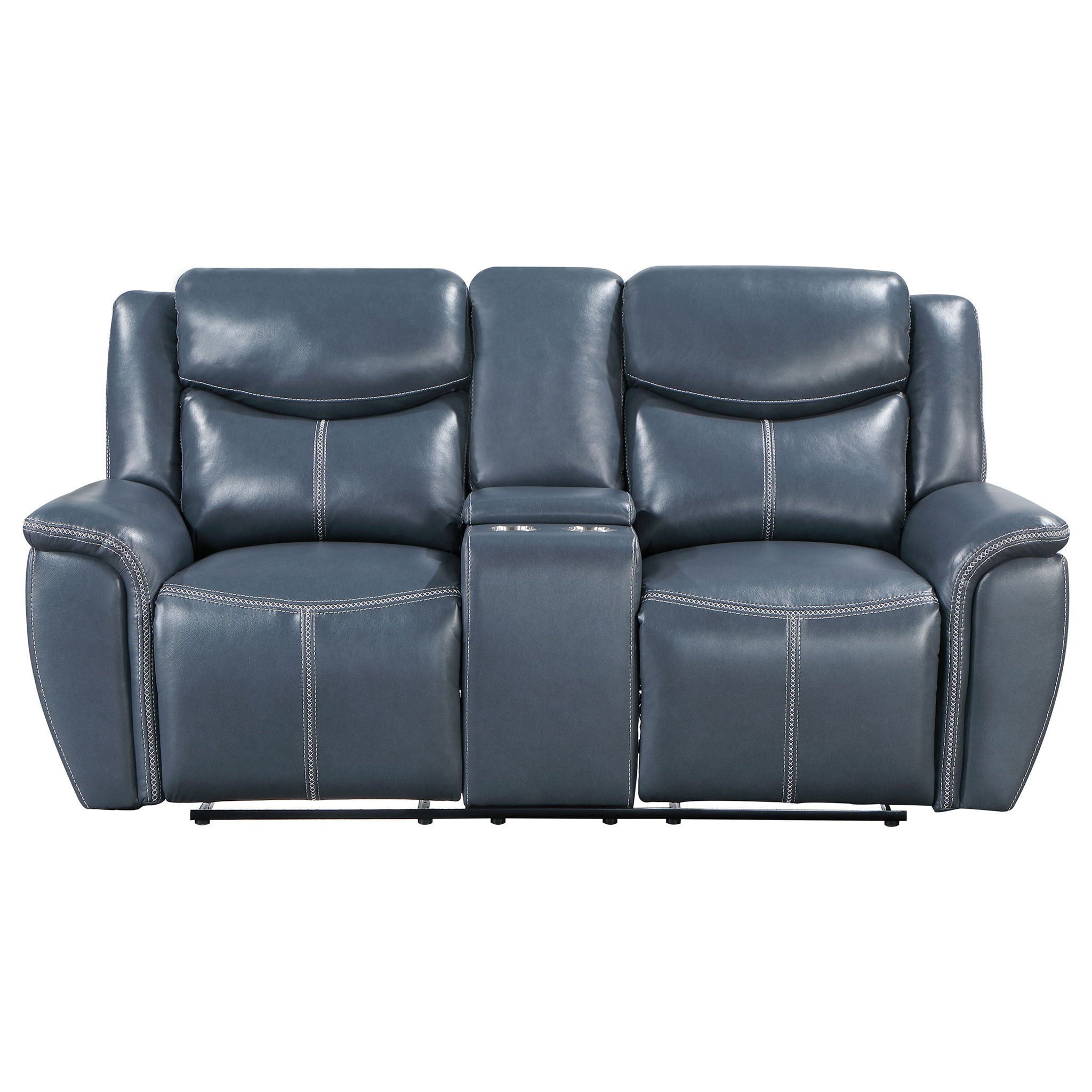 Stanwicke - 2 Piece Motion Reclining Sofa Set With Contrast Stitching - Blue