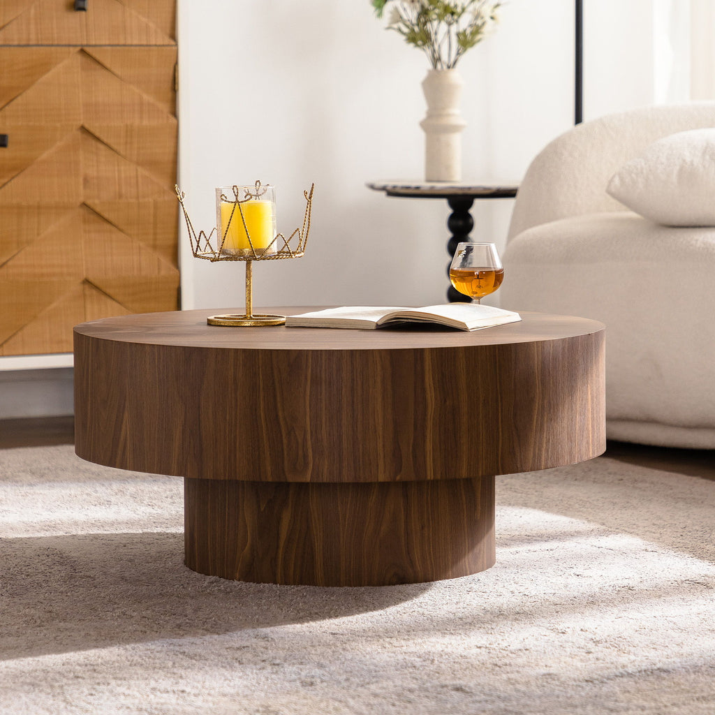 Round Coffee Table For Living Room - Walnut