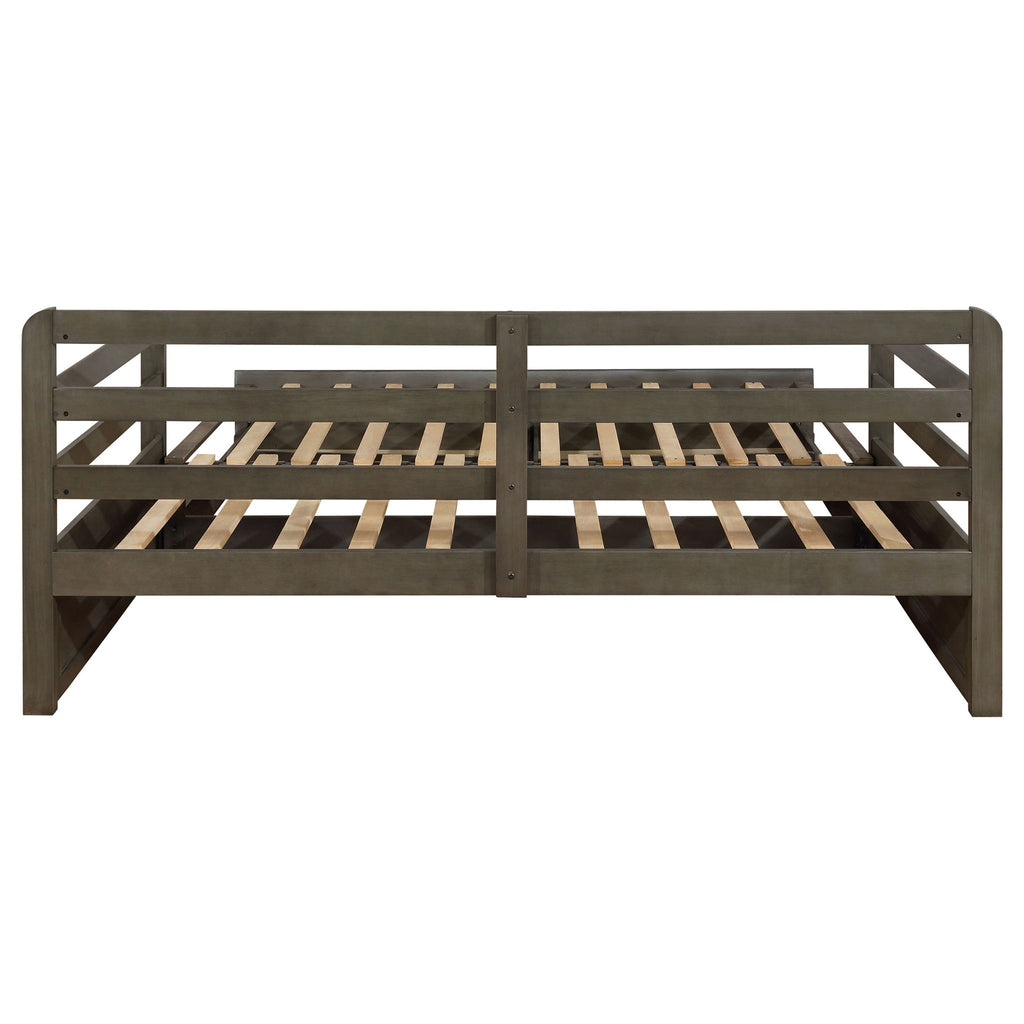 Twin Long 2 Drawer Daybed With Extendable Trundle, Storage Drawers, Fits Standard Mattress - Gray