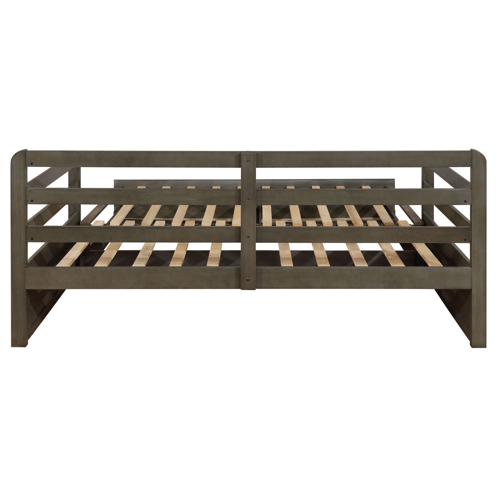 Twin Long 2 Drawer Daybed With Extendable Trundle, Storage Drawers, Fits Standard Mattress - Gray