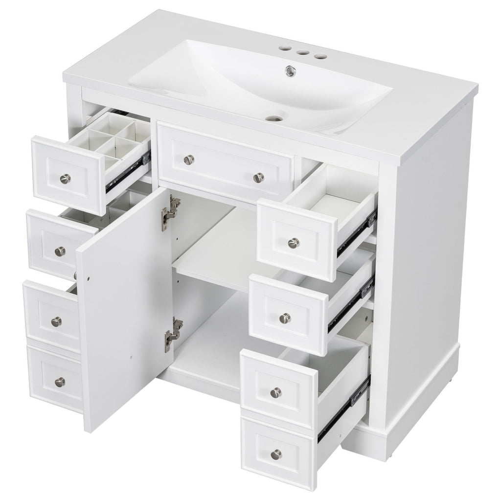 Modern Bathroom Vanity With Sink Combo, 6 Drawers And 1 Cabinet
