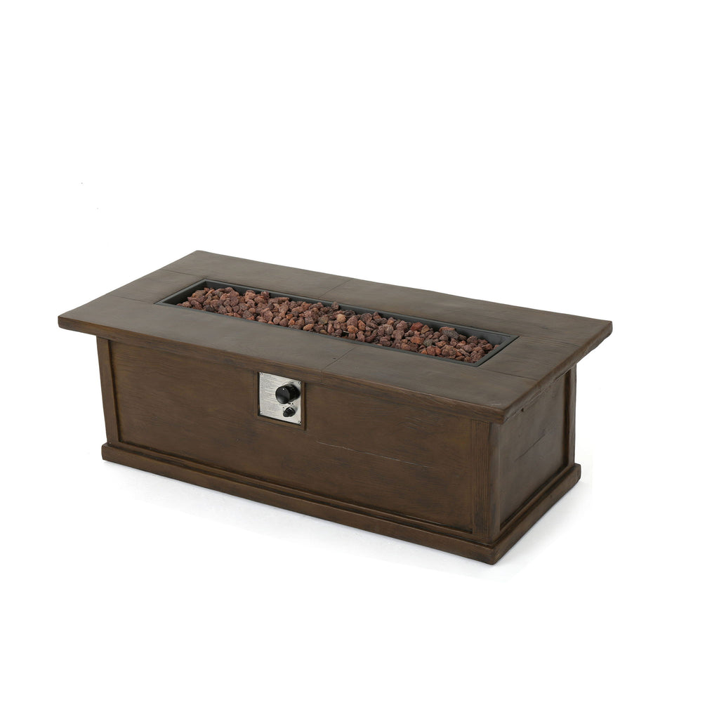 Transitional Rectangular Outdoor Propane Fire Pit With 50, 000 Btu